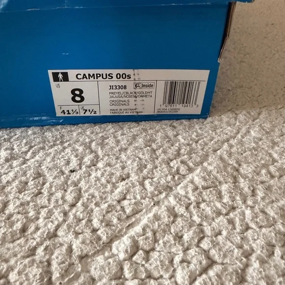 Adidas Campus 00s Gold and Black Sneakers size 8 New